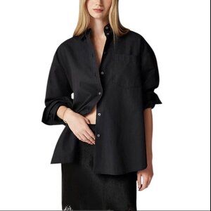 J.Crew Étienne Oversized Shirt in Lightweight Oxford, Black, Size M